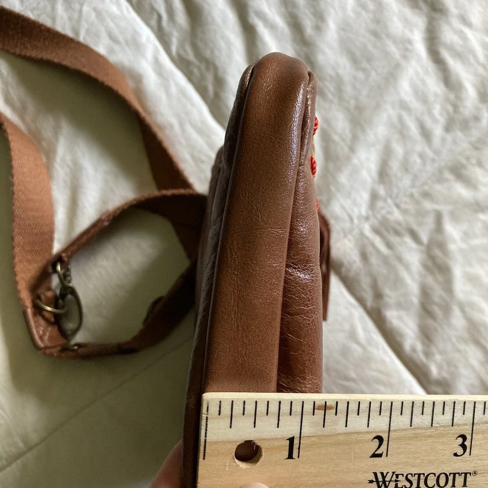 THE SAK Pax Leather Small Crossbody Purse Tribal Brown Convertible Strap Boho